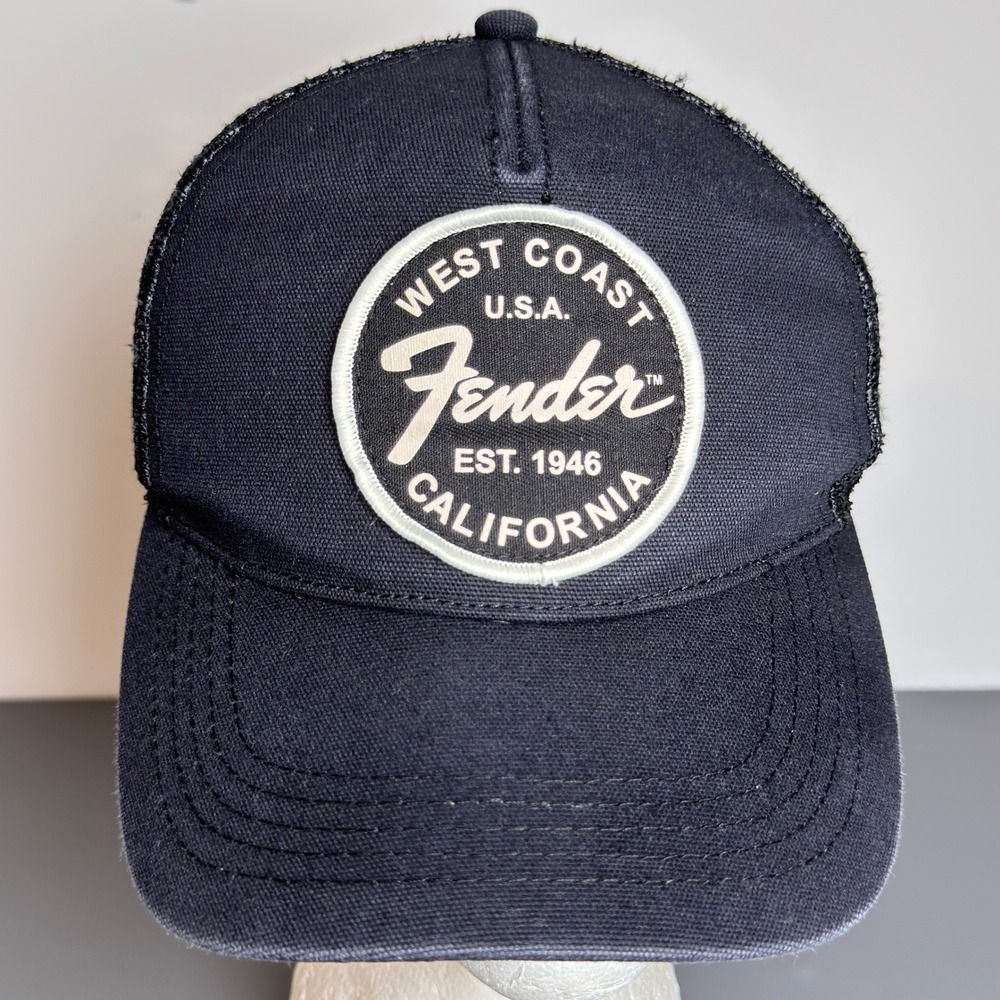 Fender West Coast California Trucker Hat Black Mesh Snapback Baseball Cap